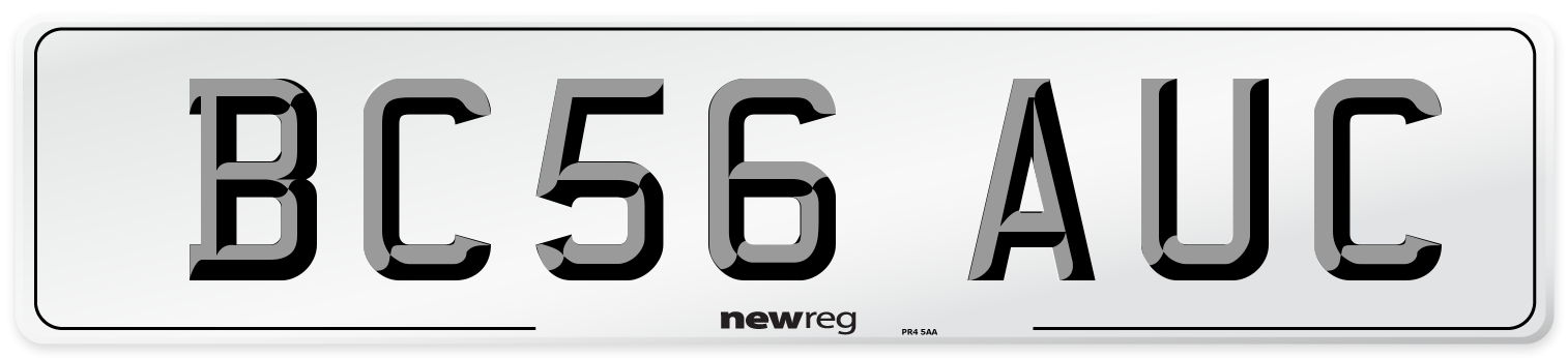 BC56 AUC Number Plate from New Reg
